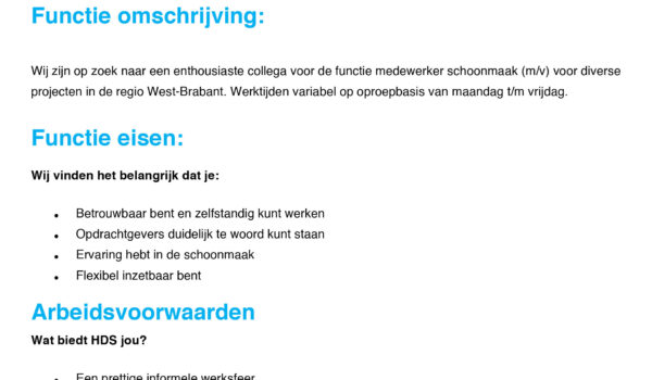 Vacatures bij Aafje Schoonmaak: Kom bij ons team!